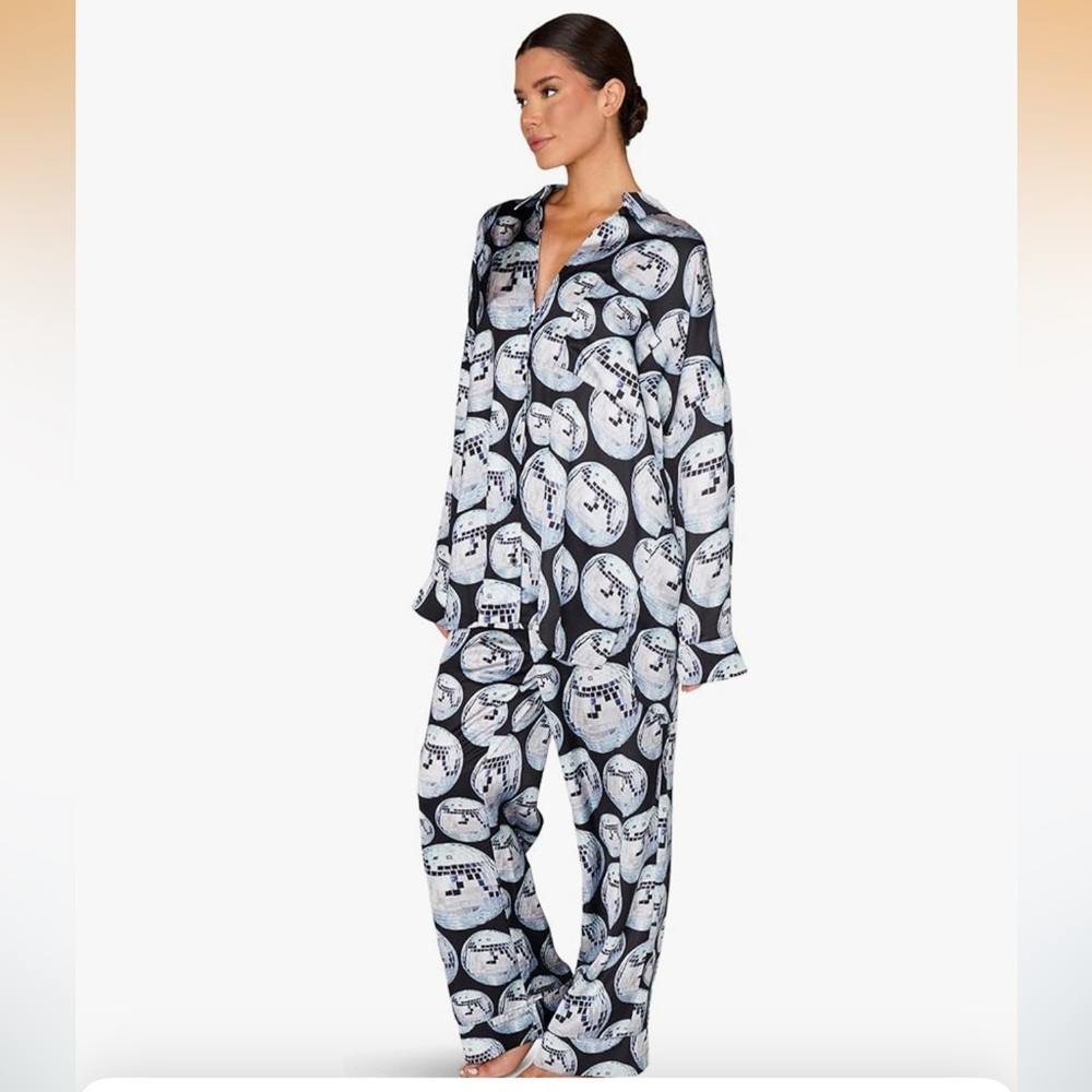 Show Me Your MuMu Black and White Printed Satin Pajama Pants